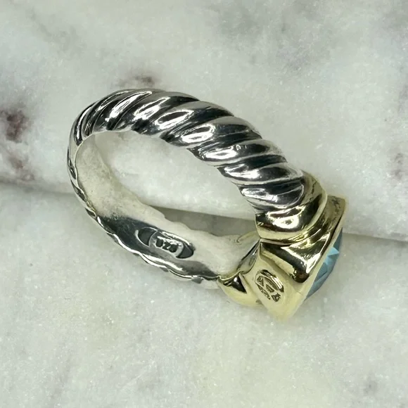 David Yurman Blue and Gold Ring - Picture 3 of 8